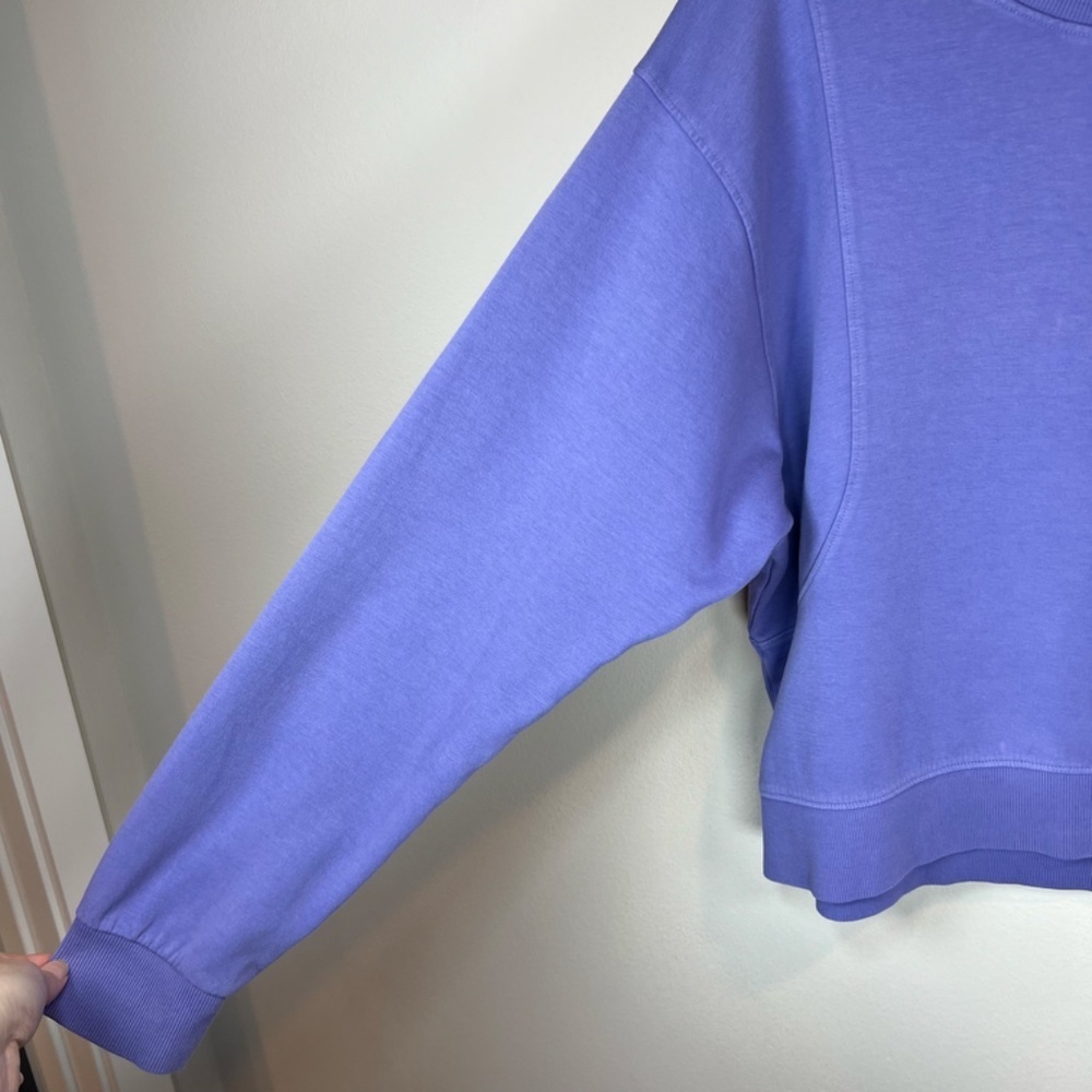 Athleta Sundown Crewneck Sweatshirt Dark Adonis Blue Pullover Distressed  Medium - Picture 4 of 13